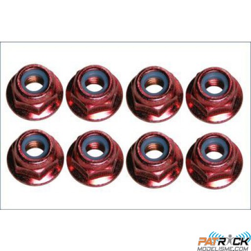 Ecrous nylstop épaulés M4 ROUGE 8 pièce(s)