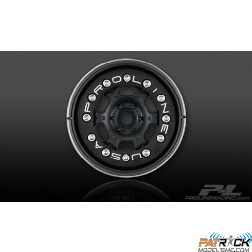 Jante Titus 1.9'' avant/arrière noires bead-lock hex 12mm – la paire – 1/18ème