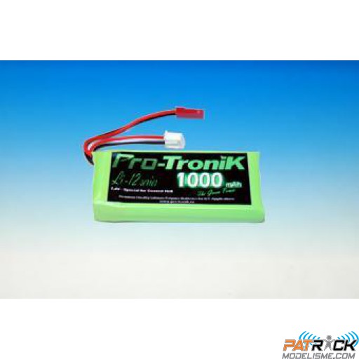 Accu LiPo Pro-Tronik 1000 mAh 2S li-12C Bec - Spécial Bi-rotor