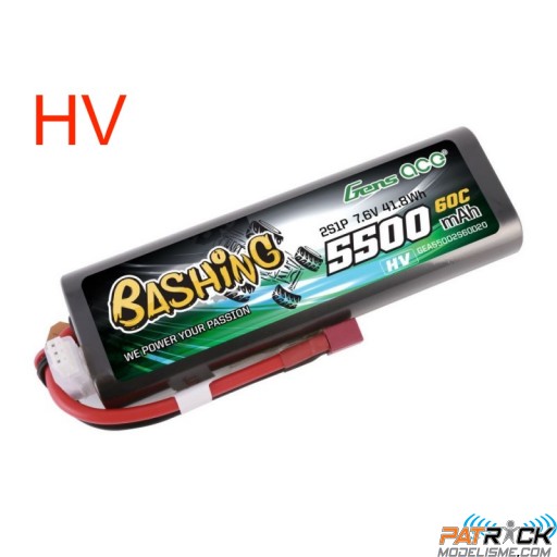 Accu LiPo Gens Ace BASHING 5500mAh 2S HV 7.6V 60C - DEAN Hardcase