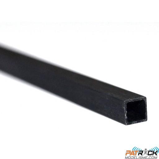 Tube carbone carré/carré L-1m - 4.0 int / 5.0mm ext