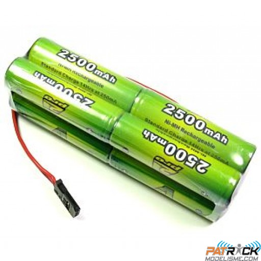 Accu NiMH A2pro pack bloc émetteur 9.6v prise Futaba servo - 2500 mAh