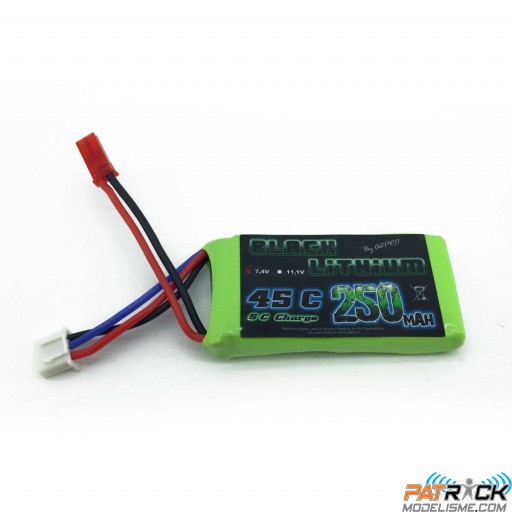 Accu LiPo Black Lithium 250mAh 45C 2S (19,8 grs) Bec