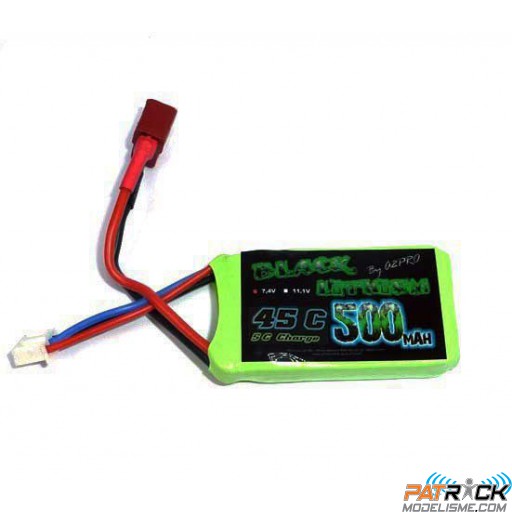 Accu LiPo Black Lithium 500mAh 45C 2S (33.6 grs) Dean