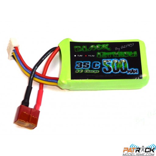 Accu LiPo Black Lithium 500mAh 35C 3S (47.6 grs) Dean