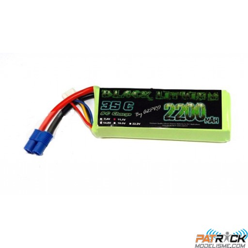 Accu LiPo Black Lithium 2200mAh 35C 3S (180 grs) EC3
