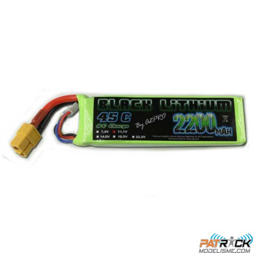 Accu LiPo Black Lithium 2200mAh 45C 3S (180 grs) XT60