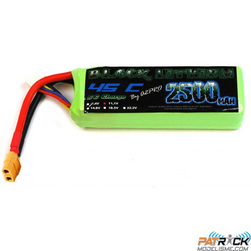 Accu LiPo Black Lithium 2500mAh 45C 3S (189,60 grs) XT60