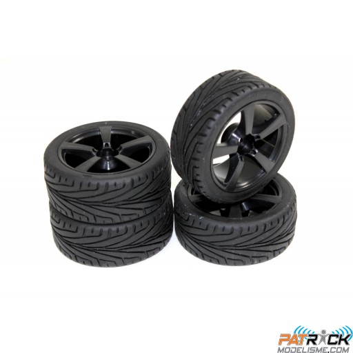 Roues ABSIMA Piste 5 bâtons noires 1/10e 4pcs