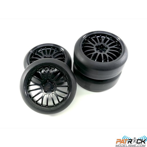 Roues ABSIMA Pneus Drift The Pimp Jantes Noires 1/10 4pcs