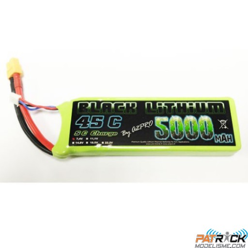 Accu LiPo Black Lithium 5000mAh 45C 2S (259 grs) XT60