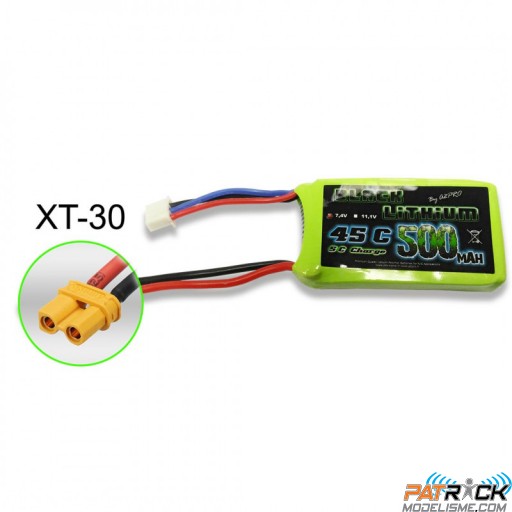 Accu LiPo Black Lithium 500mAh 45C 2S (33.6 grs) XT30