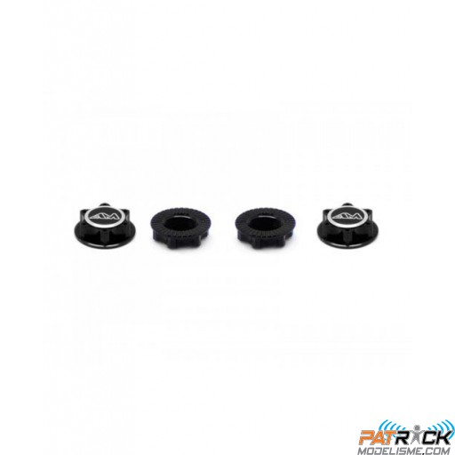Ecrou de roue aluminium 17mm borgnes allègés noir (x4) - 1/8e