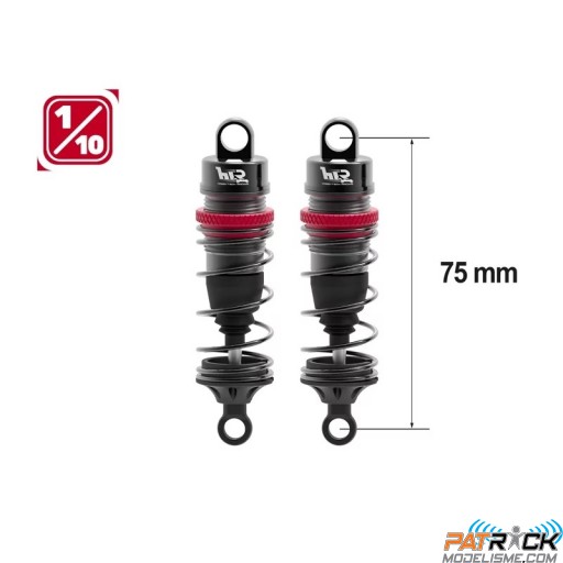 Paire d'amortisseurs 1/10e 75mm BIG BORE 13mm + kit 3 ressorts (H/M/S)
