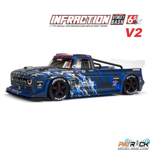 Arrma INFRACTION 6S BLX V2 Street Bash 4WD AVC 1/7 RTR Bleu