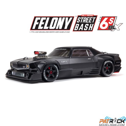 Arrma FELONY 6S BLX Street Bash Muscle Car 4WD AVC Noir 1/7e SUR-COMMANDE
