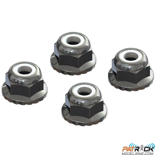 Écrous nylstop M4 à embase de 7 mm, argentés (4)