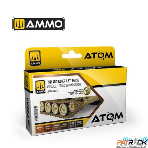 Ammo-Atom Set peinture acrylique pneus, caoutchouc et chenilles rouillé
