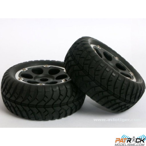 Pneus AVIORACING et Jantes Desert 1/8e de Cage Avioracing