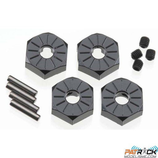 Hexagone de roue alu noir 12mm (4) Axial AX10/SCX10/EXO