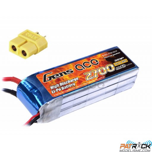Accu LiPo GENS ACE 2700mAh 3S 11.1V 25C XT60