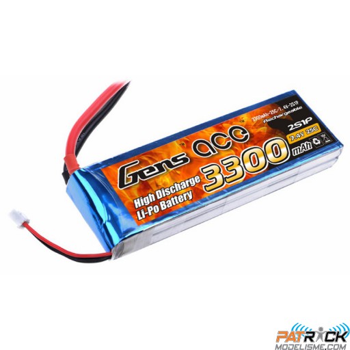 Accu LiPo GENS ACE 3300mAh 2S 7.4V 25C DEAN / TPLUG