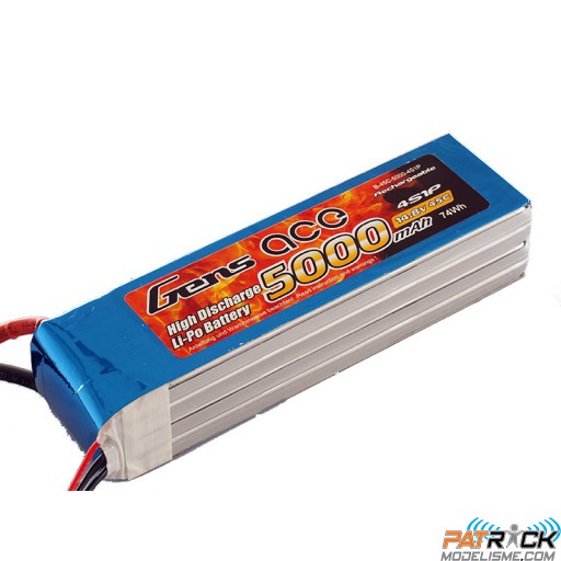 Accu LiPo GENS ACE 5000mAh 4S 14.8V 45C EC5