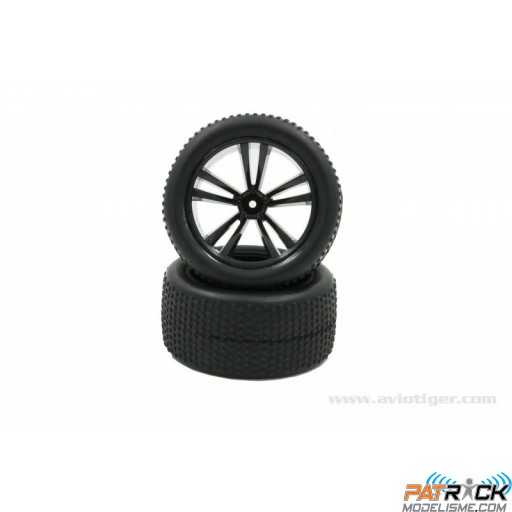 Roues noires montées collées BLACKBULL Truggy
