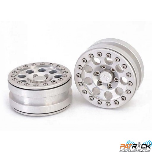 Jantes Metsafil 1.9" Beadlock CNC 9 trous gris fantôme 1/10 Crawler