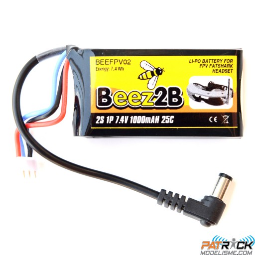 Accu LiPo Beez2B 7.4V 1000mAh 25C pour lunettes Fatshark
