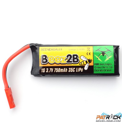 Accus Lipo Beez2B 1s 3.7V 750mAh 35C pour Gal. Visitor 6 / Dromida Omnius