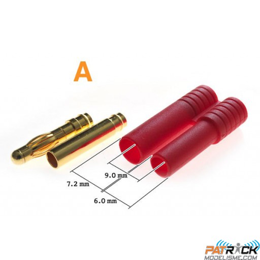 Connecteur 4.0mm plaqué or avec détrompeur (S) 1 pièce
