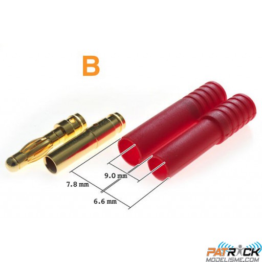 Connecteur 4.0mm plaqué or avec détrompeur (L) 1 pièce