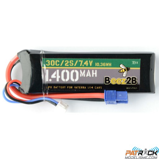 Accu LiPo Beez2B 2s 7.4v 1400mAh EC3 1/14e 1/16e