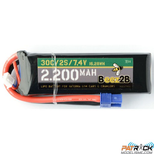 Accu LiPo Beez2B 2s 7.4v 2200mAh EC3 1/14 1/16e