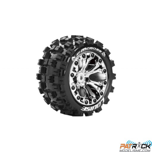 Roues Louise RC ST-MCross Jantes chromées noires Soft Hexa 14mm Granite 1/10e