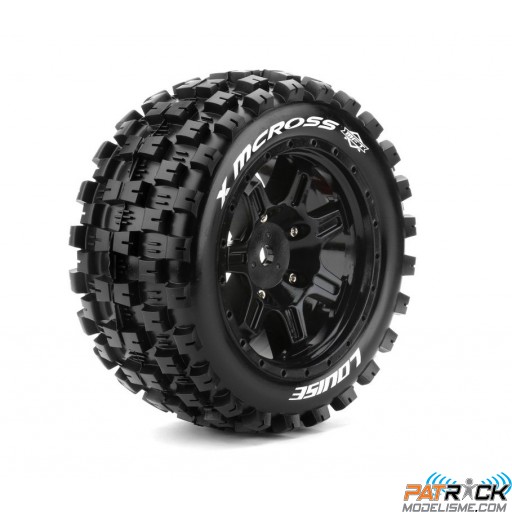 Roues Louise RC X-MCROSS MFT Jantes noires Hexa 24mm X-MAXX (x2)