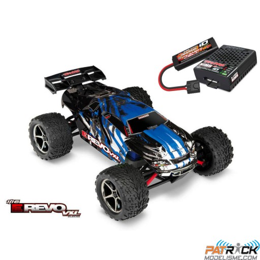Traxxas E-Revo VXL 1/16e Bleu + Accu/Chargeur USB SUR-COMMANDE