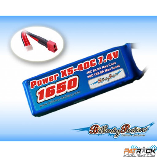 Accu LiPo Billowy Power 1650mah 7.4V 2S 40C Dean / Remplacé