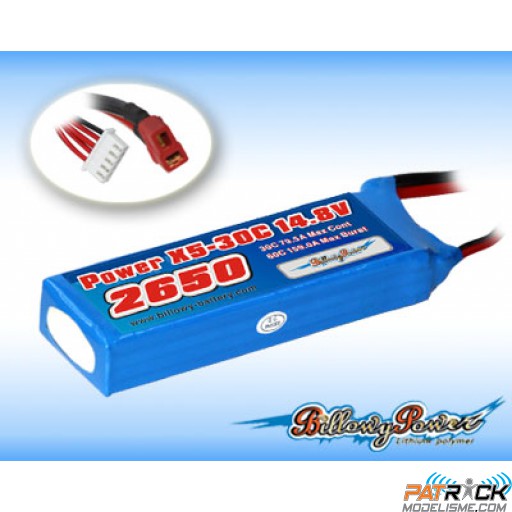 Accu LiPo Billowy Power 2650mah 14.8V 4S 30C Dean / Remplacé