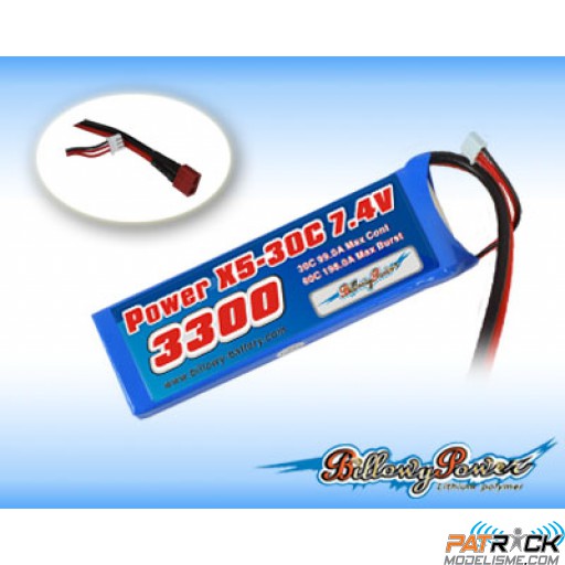 Accu LiPo Billowy Power 3300mah 7,4V 2S 30C Dean