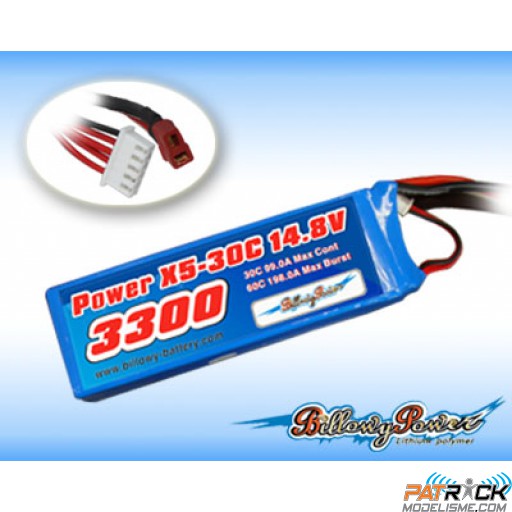 Accu LiPo Billowy Power 3300mah 14.8V 4S 30C Dean / Remplacé