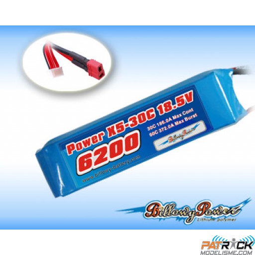 Accu LiPo Billowy Power 6200mah 18.5V 5S 30C Dean