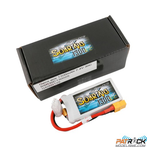 Accu LiPo Gens ace Soaring 1300mAh 2S 7.4V 30C XT60