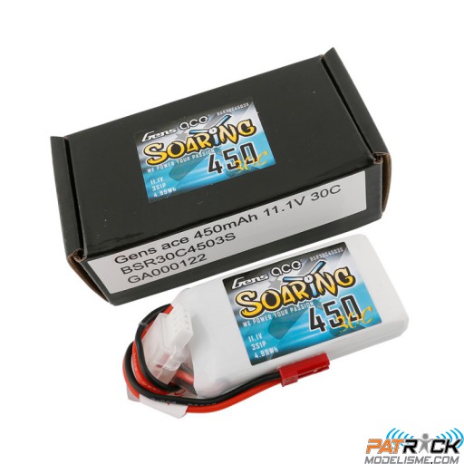 Accu LiPo Gens ace Soaring 450mAh 3S 11.1V 30C JST/BEC