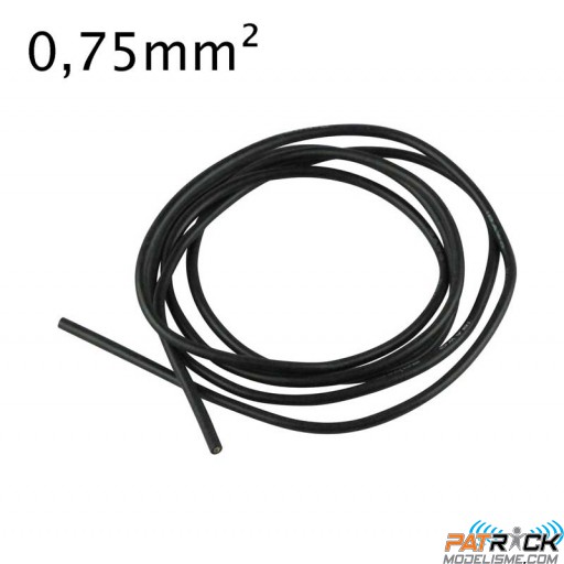 Câble silicone 18AWG 0,75mm² – noir 1 Mètre