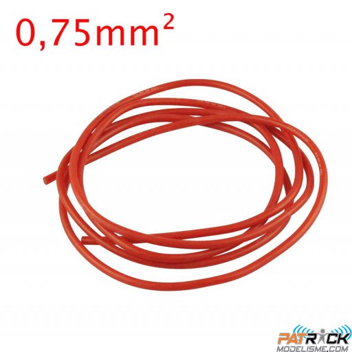 Câble silicone 18AWG 0,75mm² – rouge 1 Mètre