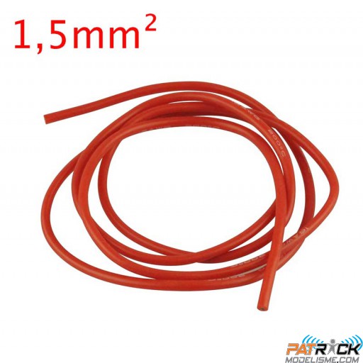 Câble silicone Yuki 16AWG 1,5mm² – rouge 1 Mètre