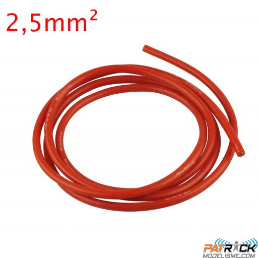 Câble silicone 14AWG 2,5mm² – rouge 1 Mètre