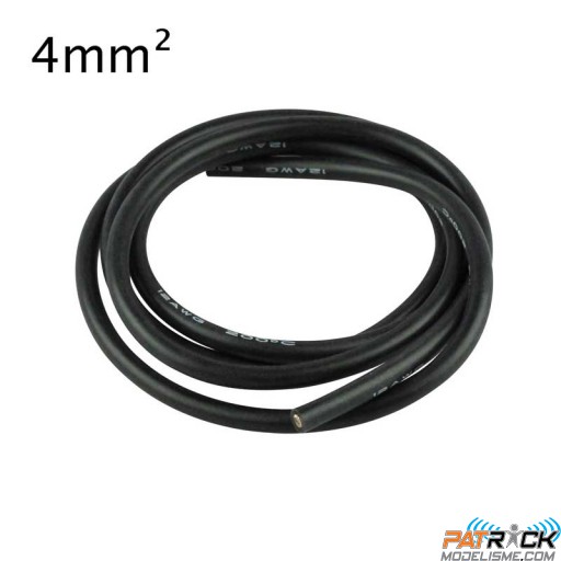 Câble silicone Yuki 12AWG 4mm² – noir 1 Mètre